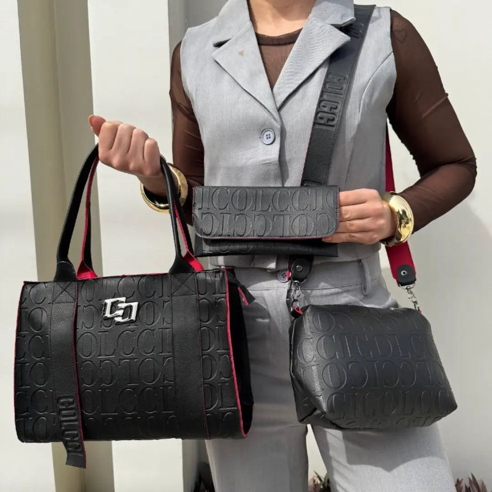 Kit 3 Peças Bolsa de Couro Colcci Média