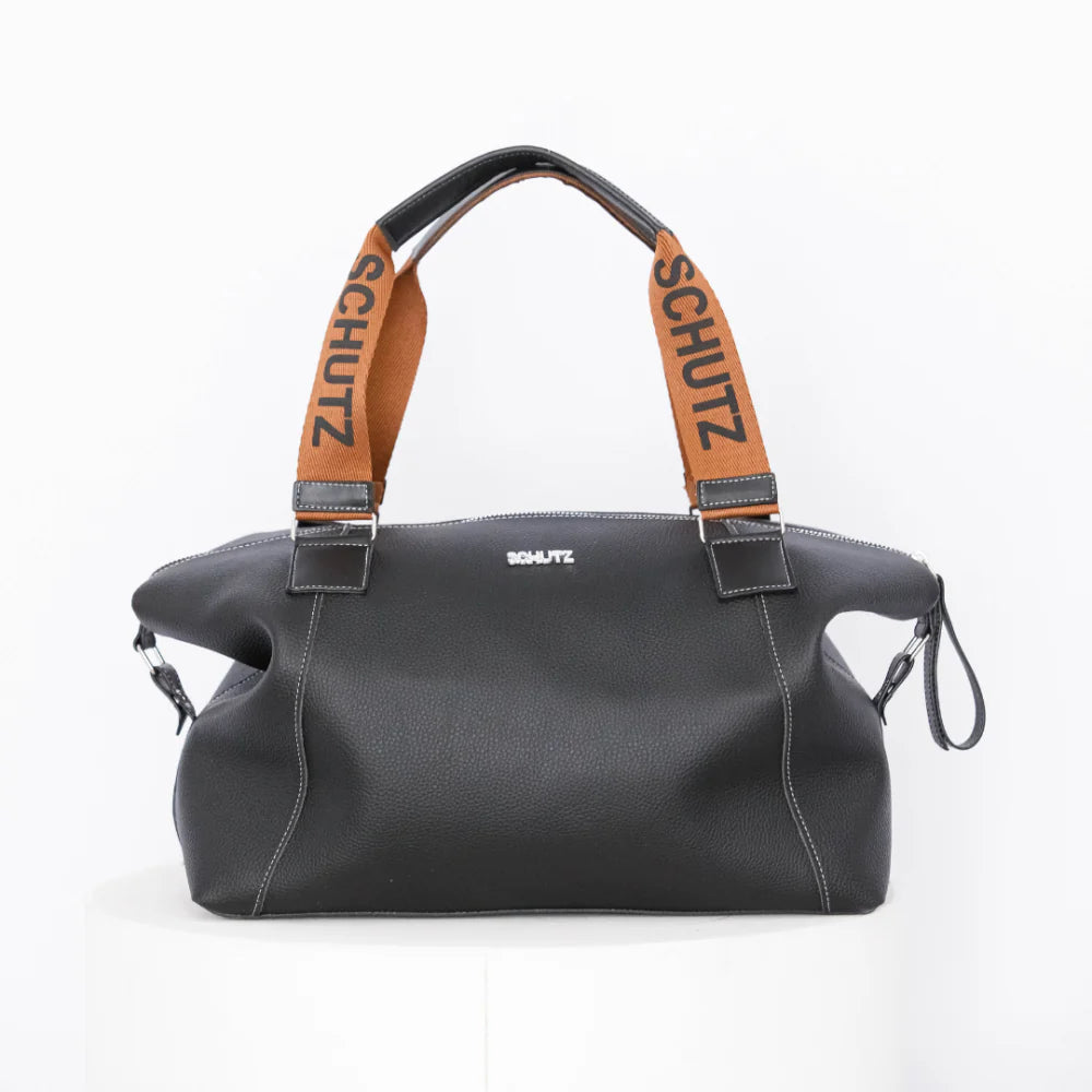 Bolsa Baú Feminina Forrada com Alça Escrita e Design Sofisticado Couro -Envio imediato