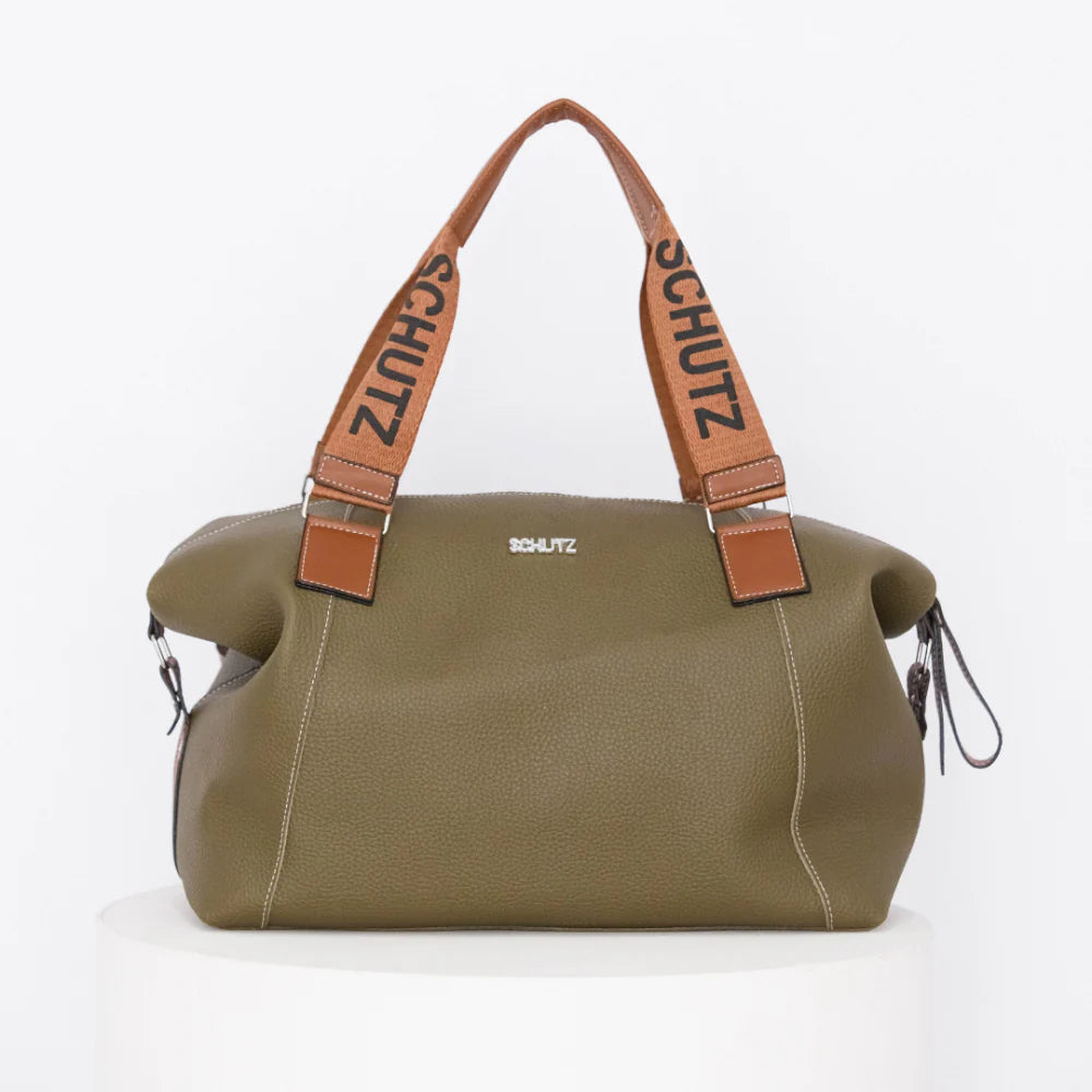 Bolsa Baú Feminina Forrada com Alça Escrita e Design Sofisticado Couro -Envio imediato