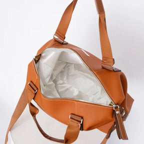 Bolsa Baú Feminina Forrada com Alça Escrita e Design Sofisticado Couro -Envio imediato