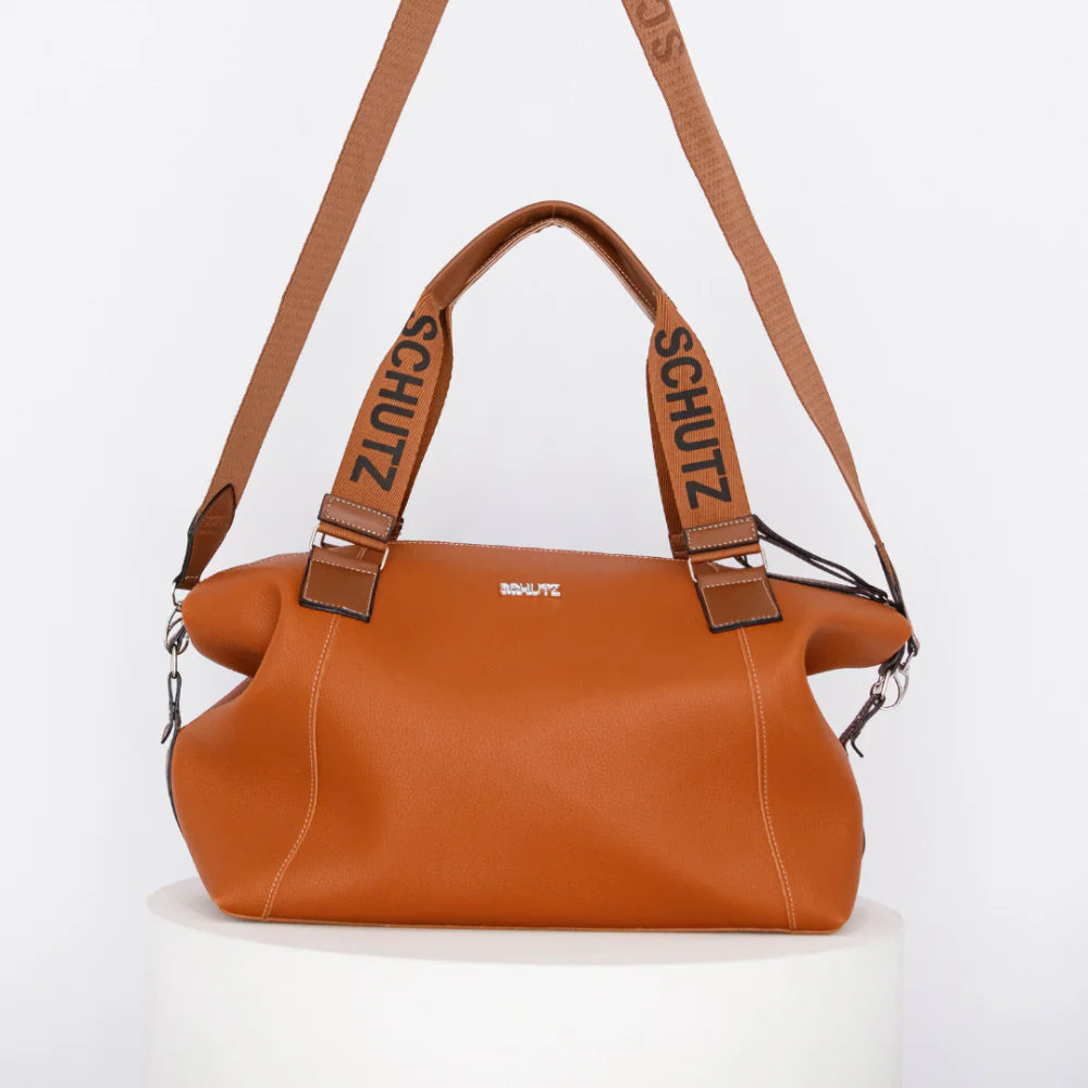 Bolsa Baú Feminina Forrada com Alça Escrita e Design Sofisticado Couro -Envio imediato