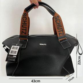 Bolsa Baú Feminina Forrada com Alça Escrita e Design Sofisticado Couro -Envio imediato